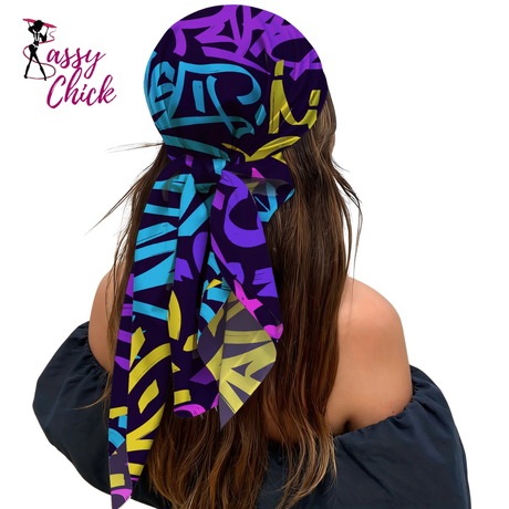Colorful Graffiti Square Scarf Bandana Sassy Chick Logo