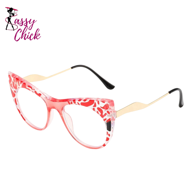 Colorful Leopard Cat Eye Resin Eyeglass Sassy Chick Logo