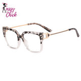 Colorful Optical Spectacle Frame Oversized Blue Glasses Sassy Chick Logo