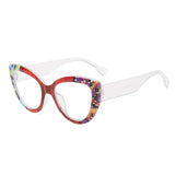 Colorful Oval Cat Eye Stripe Reading Glasses