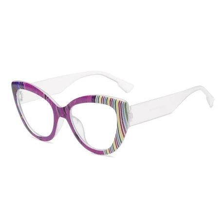 Colorful Oval Cat Eye Stripe Reading Glasses