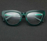 green retro cat-eye acetate glasses