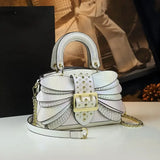 White Colorful Riveted Wing Hand-held Crossbody Bag