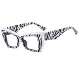 Zebra pattern Colorful Square Frame Cat Eye Reading Glasses