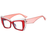 Pink Red Colorful Square Frame Cat Eye Reading Glasses