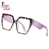 Colorful Square Large Frame Reading Glasses Sassy Chick Logo