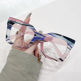 colorful stripe oversized reading glasses blue pink