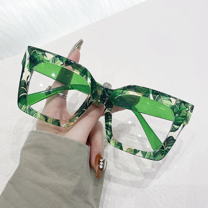 colorful stripe oversized reading glasses green