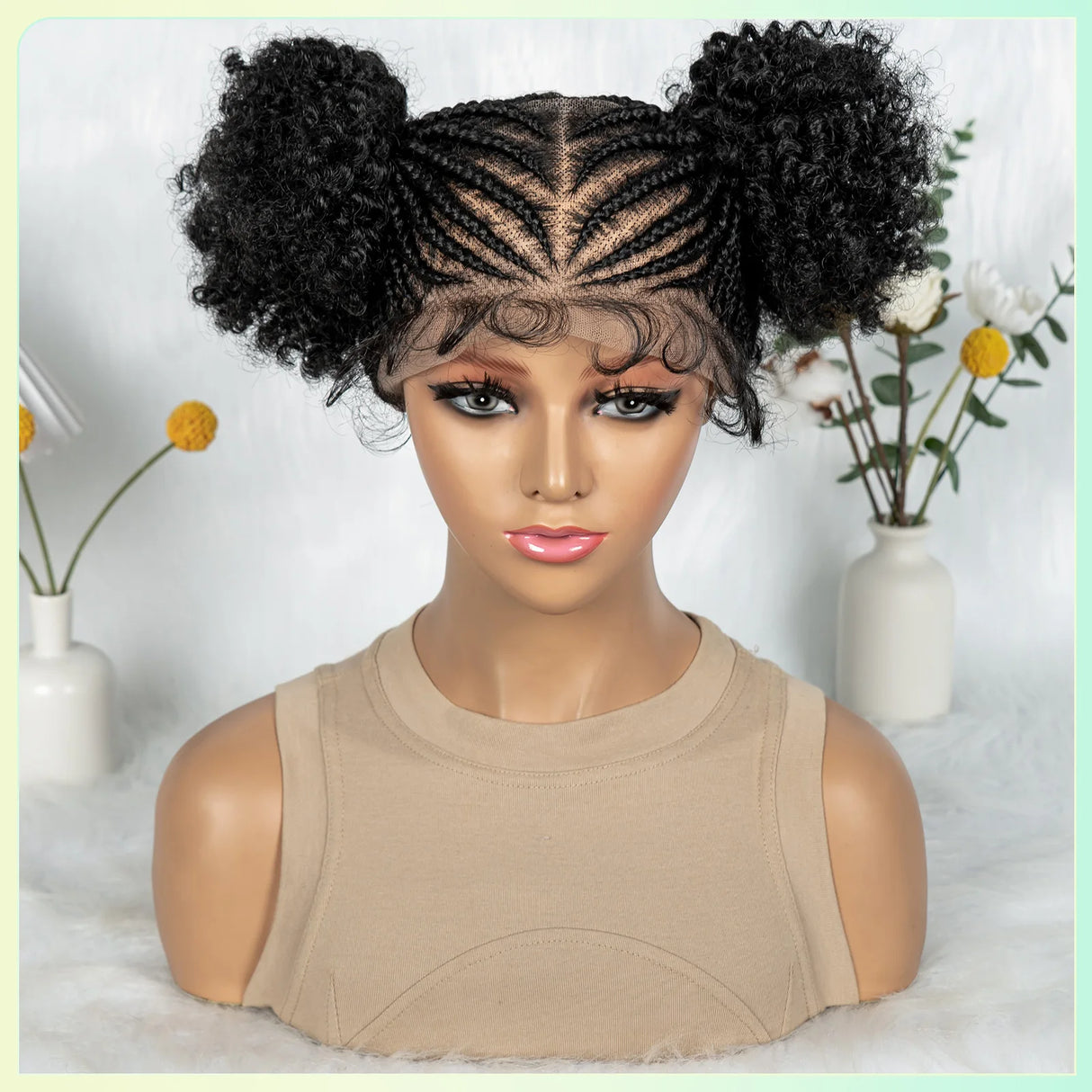 Cornrow  HD full Lace Braided Wig black