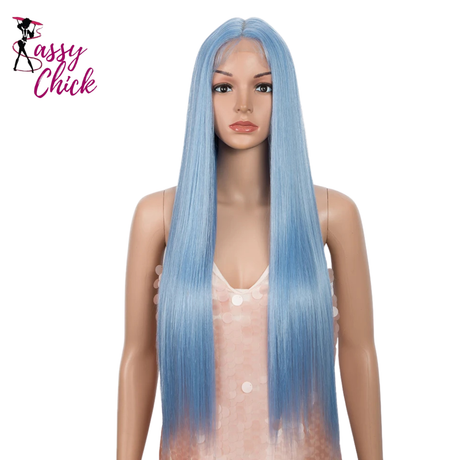 Cosplay Lace 30 Inch Long Straight Synthetic Wigs Sassy Chick Logo