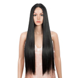 Black Cosplay Lace 30 Inch Long Straight Synthetic Wigs