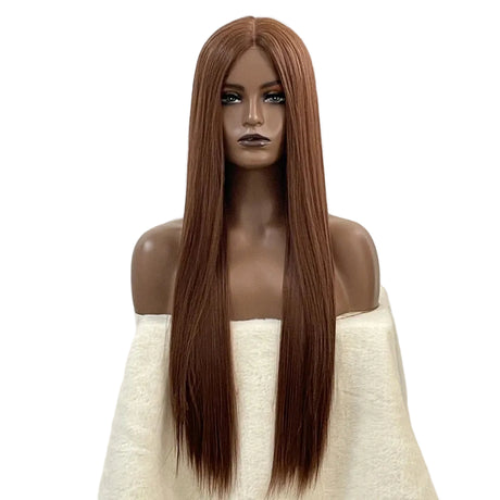 Brown Cosplay Lace 30 Inch Long Straight Synthetic Wigs