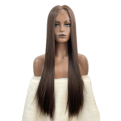 Light Brown Cosplay Lace 30 Inch Long Straight Synthetic Wigs