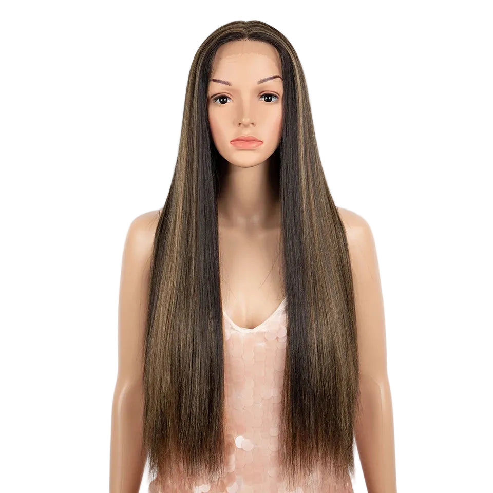 Brown Cosplay Lace 30 Inch Long Straight Synthetic Wigs