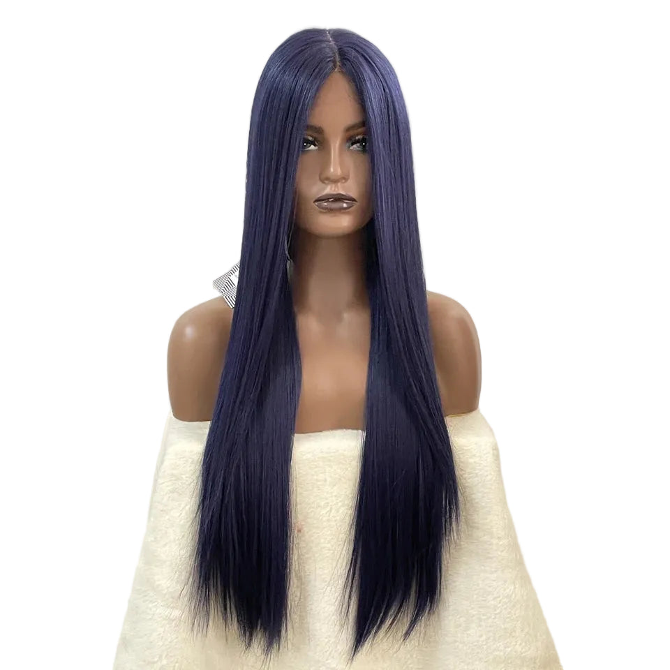 Blue Cosplay Lace 30 Inch Long Straight Synthetic Wigs 