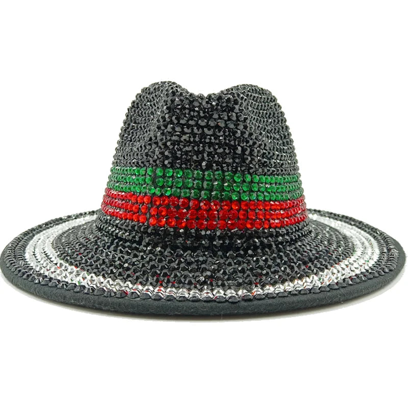 black green red Cowboy Rhinestone Party Hat