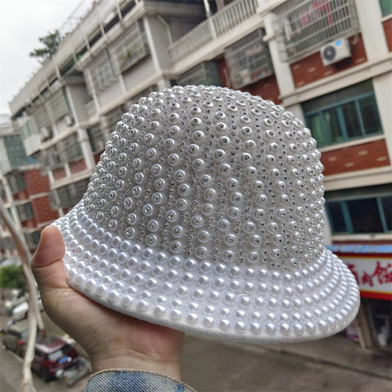 pearl white Cowboy Rhinestone Party Hat