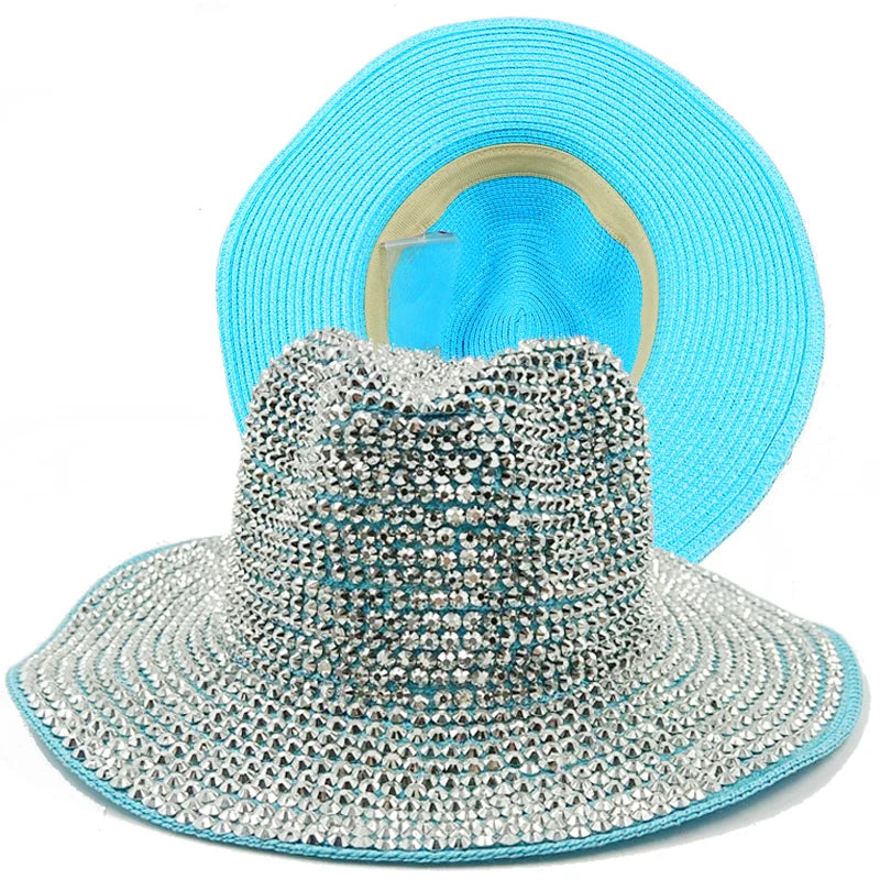blue Cowboy Rhinestone Party Hat