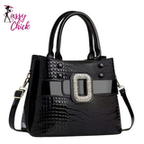 Crocodile Leather Stone Pattern Ladies Handbag Sassy Chick Logo