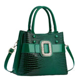 Green Crocodile Leather Stone Pattern Ladies Handbag