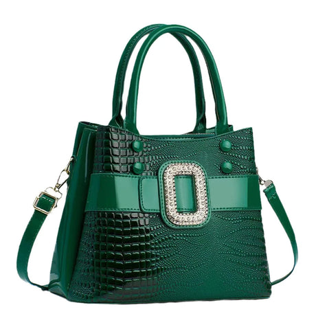 Green Crocodile Leather Stone Pattern Ladies Handbag