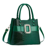 Green Crocodile Leather Stone Pattern Ladies Handbag