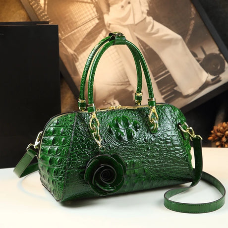 Green Genuine Leather Handbag