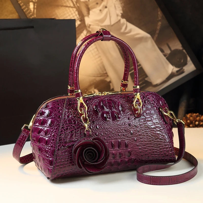 Purple Genuine Leather Handbag