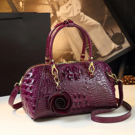 Purple Genuine Leather Handbag