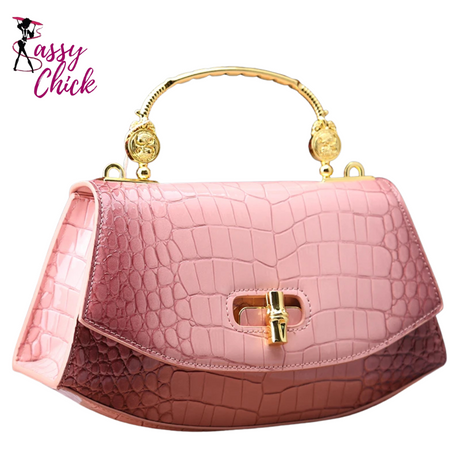 Crocodile Pattern Girly Handbag Sassy Chick Logo