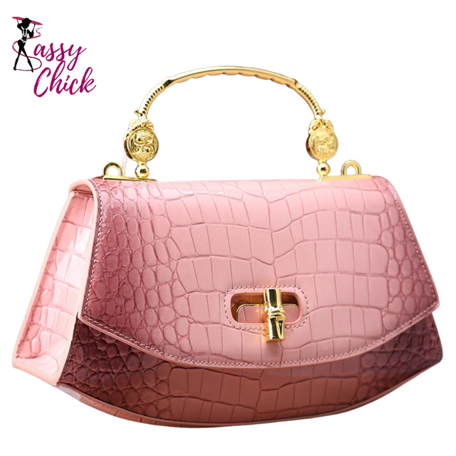 Crocodile Pattern Girly Handbag Sassy Chick Logo