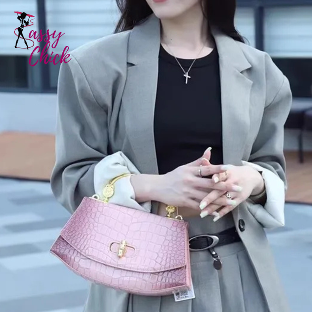 Crocodile Pattern Girly Handbag Sassy Chick Logo