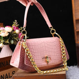 Pink Crocodile Pattern Girly Handbag