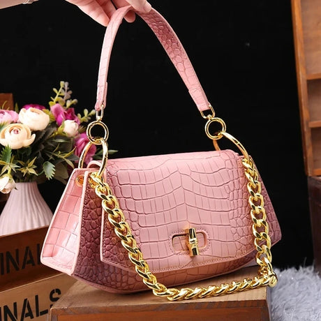 Pink Crocodile Pattern Girly Handbag