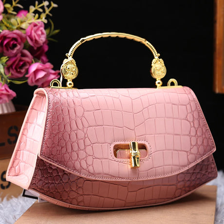 Pink Crocodile Pattern Girly Handbag