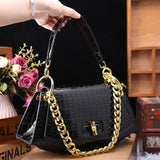 Black Crocodile Pattern Girly Handbag