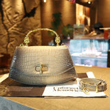 white grey Crocodile Pattern Girly Handbag