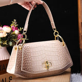 white beige Crocodile Pattern Girly Handbag