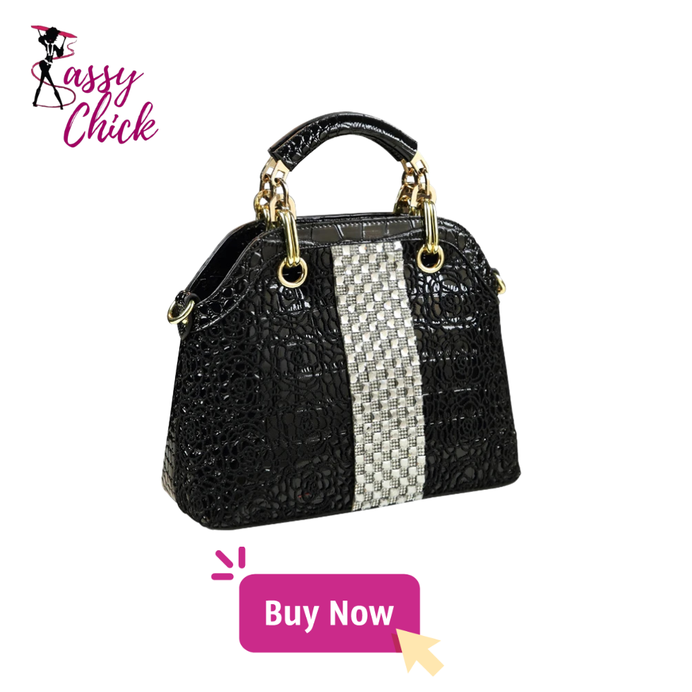 Crocodile Pattern Leather Diamonds handbag