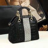 Crocodile Pattern Leather Diamonds handbag