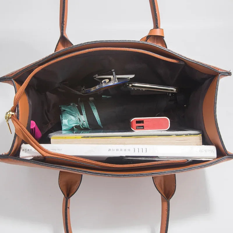 compartment of crocodile leather handbag