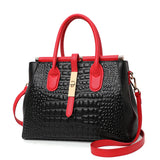 front crocodile pattern handbag black red