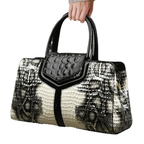 Black Crocodile pattern Shoulder Bag
