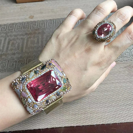 Crystal Bangle Rings Sets Jewelry