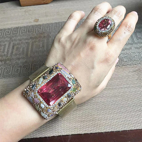 Crystal Bangle Rings Sets Jewelry