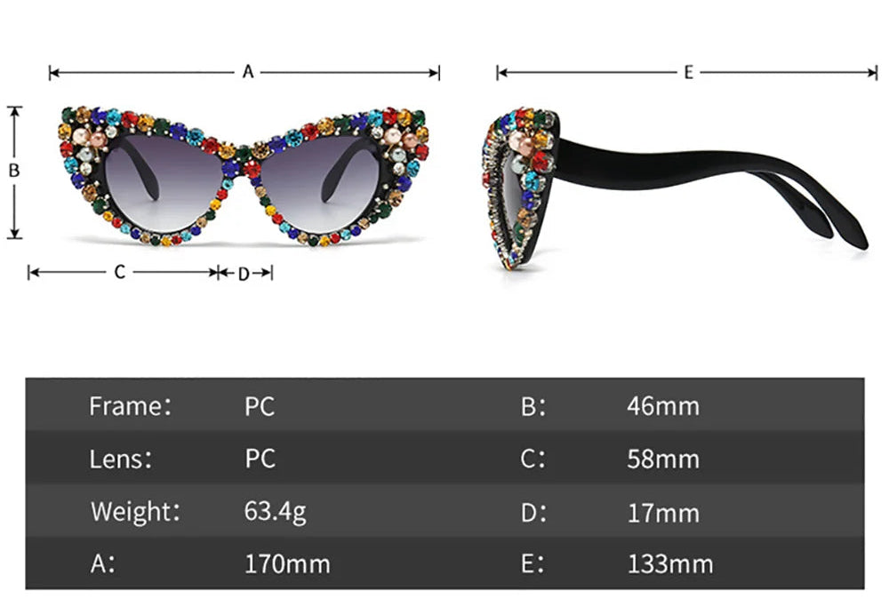 Details of Crystal Bling Retro Cat Eye Pearl Rhinestone Sunglasses