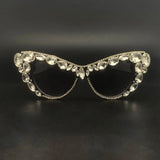 Crystal Bling Retro Cat Eye Pearl Rhinestone Sunglasses