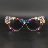Crystal Bling Retro Cat Eye Pearl Rhinestone Sunglasses