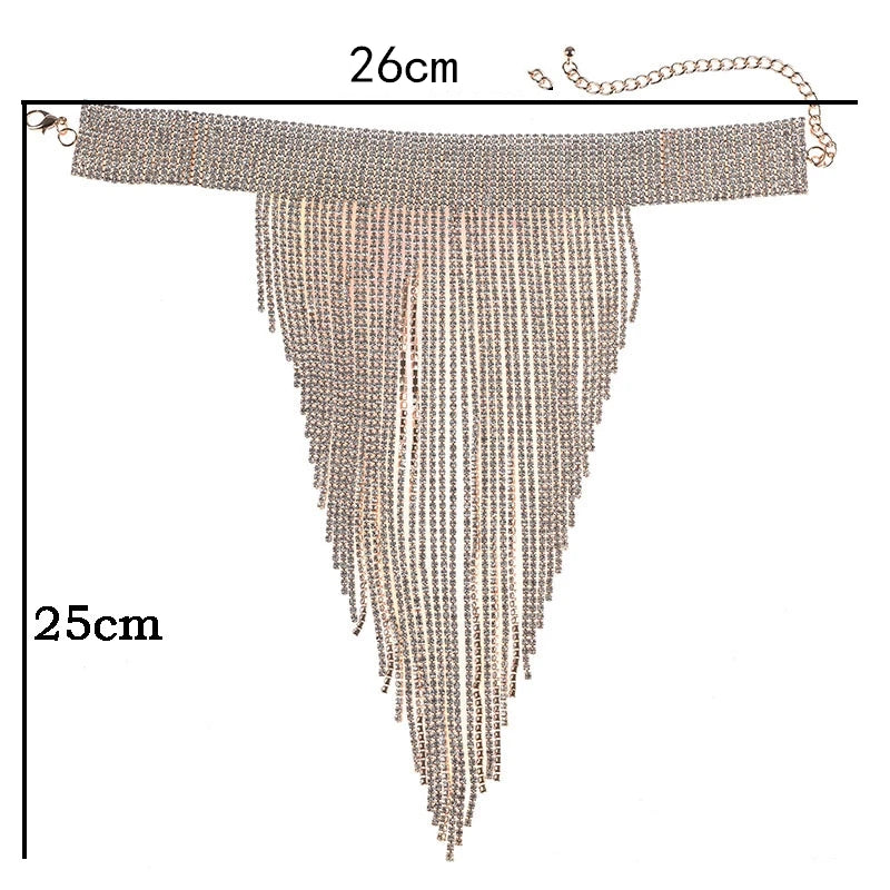 Size of Crystal Chain Tassel Long Necklace