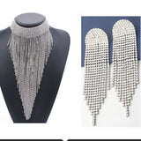 Silver Crystal Chain Tassel Long Necklace